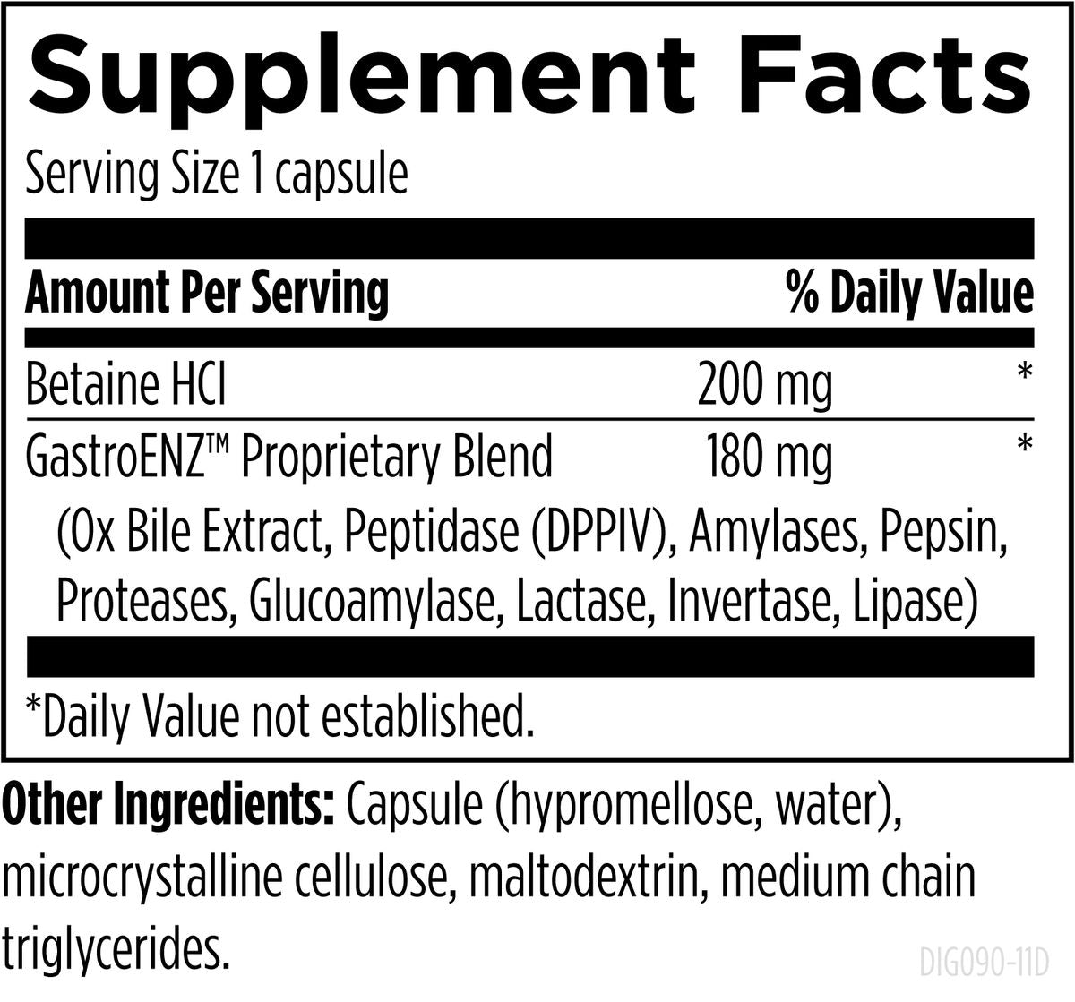 Digestzymes™ 90 capsules supplement facts image