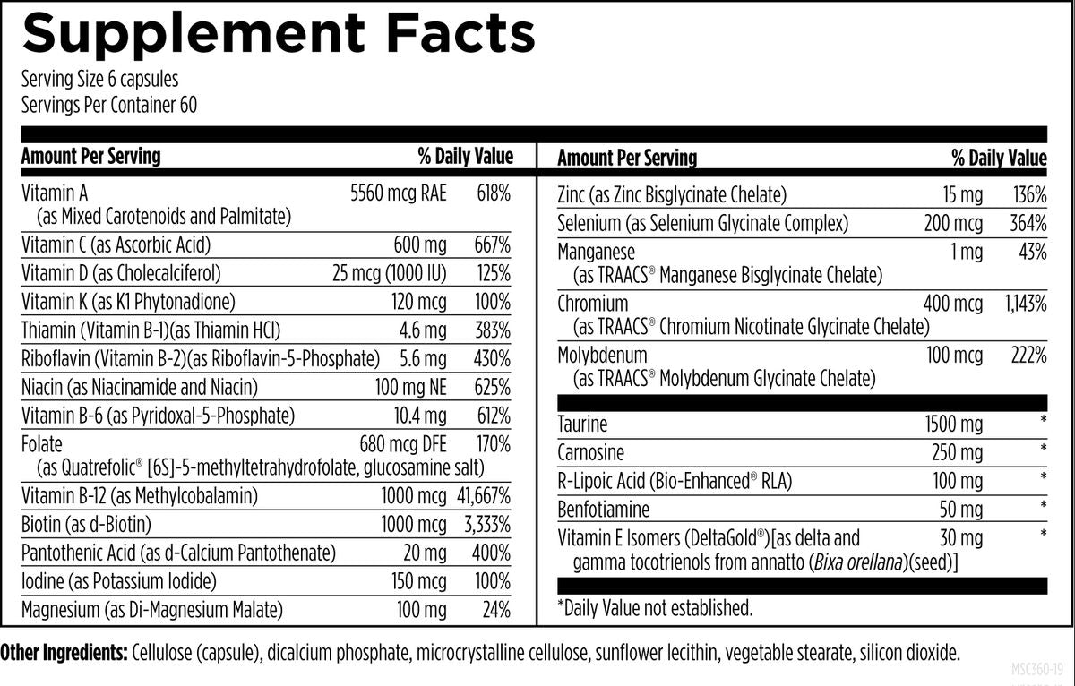 Metabolic Synergy™ 360 capsules supplement facts image