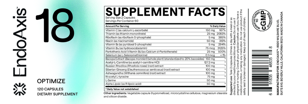 EndoAxis Formula 13 bottle back with directions