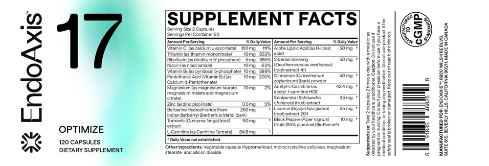 EndoAxis Formula 12 bottle back with directions