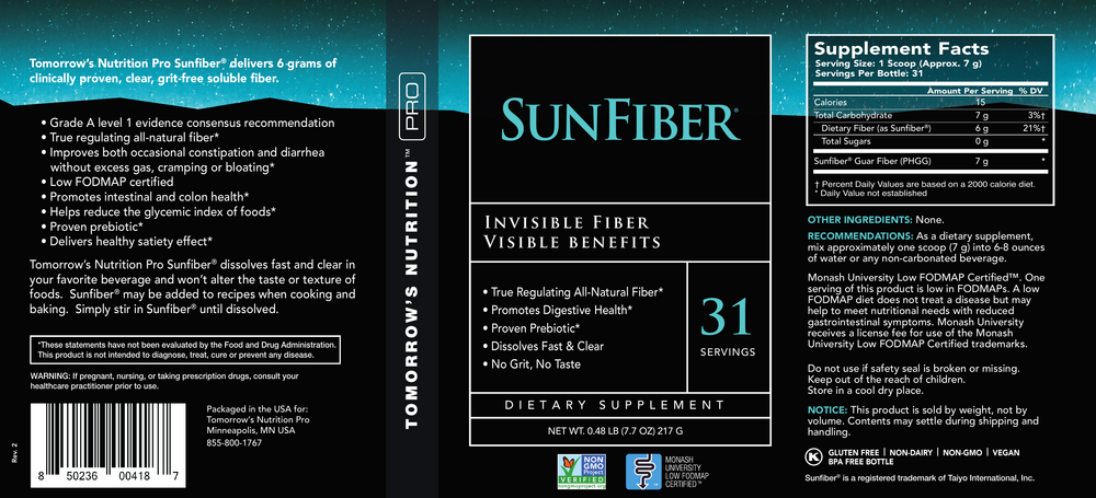 Tomorrow's Nutrition Sunfiber back