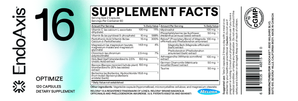 EndoAxis Formula 18 bottle back with directions
