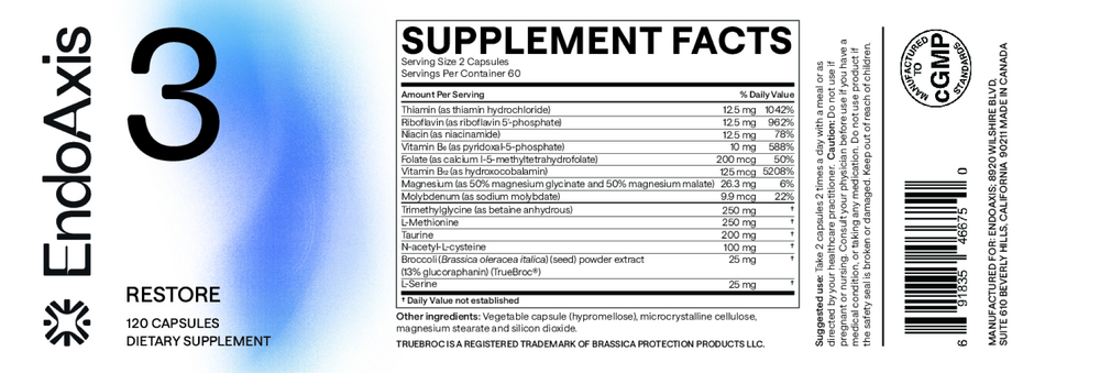 EndoAxis Formula 3 bottle back with directions