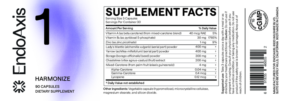 EndoAxis Formula 1 bottle back with directions