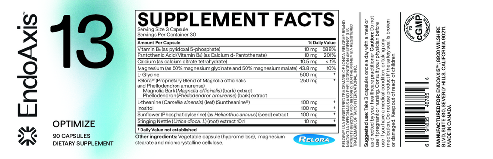 EndoAxis Formula 11 bottle back with directions