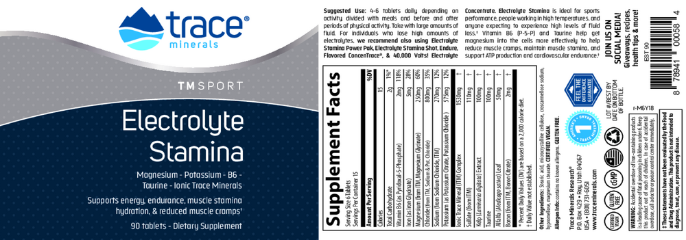 Electrolyte Stamina Tablets back