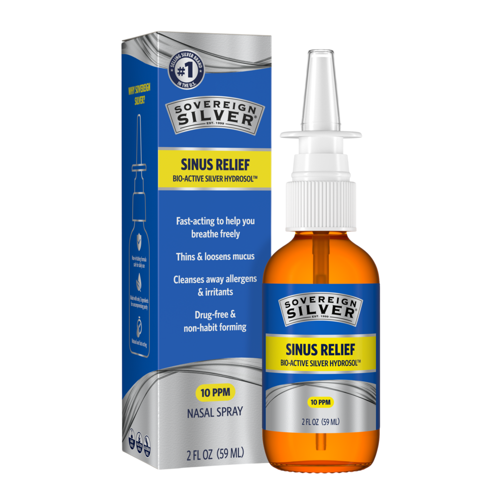 Sovereign Silver - Bio-Active Silver Hydrosol Sinus Relief 59 Milliliters