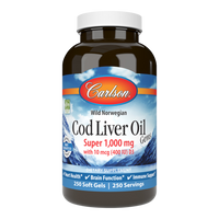Carlson Labs - Cod Liver Oil Gems™, Super 1,000 mg 250 Softgels