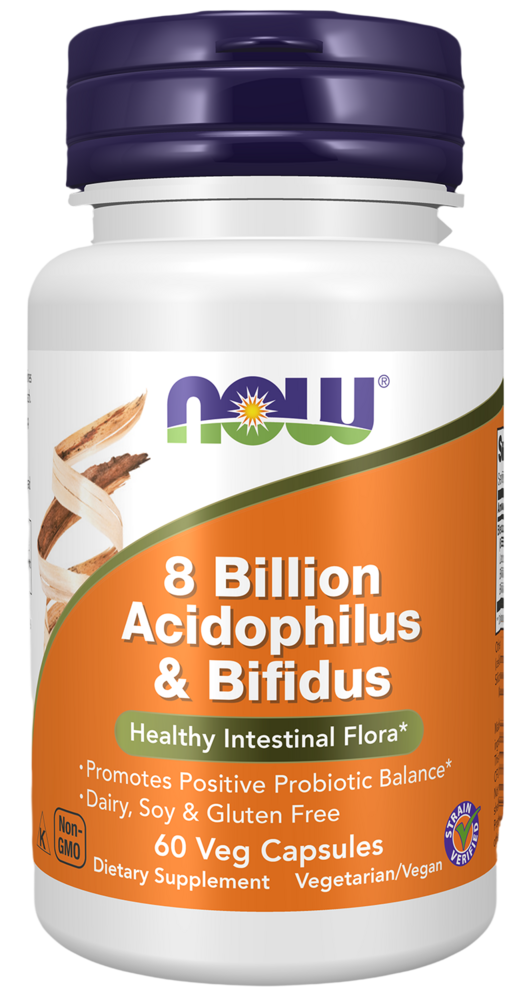 NOW Foods - 8 Billion Acidophilus & Bifidus Veg Capsules 60 capsules