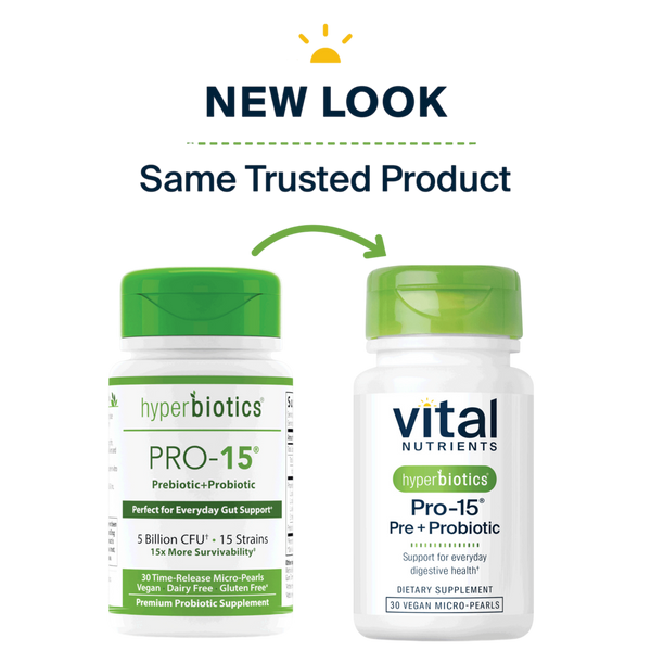 Vital Nutrients - Hyperbiotics Pro-15 Pre + Probiotic 30 pearls