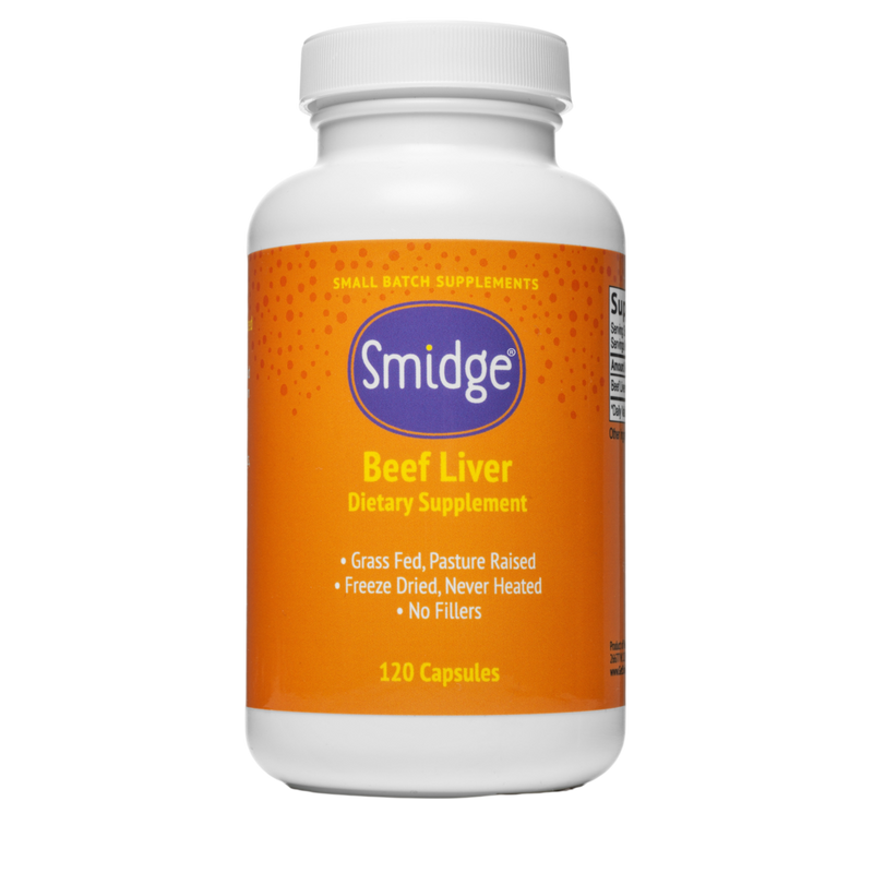 Smidge (formerly Organic3) - Smidge® Beef Liver Capsules - Protein & Vitamin A - Grass-fed - 120 capsules