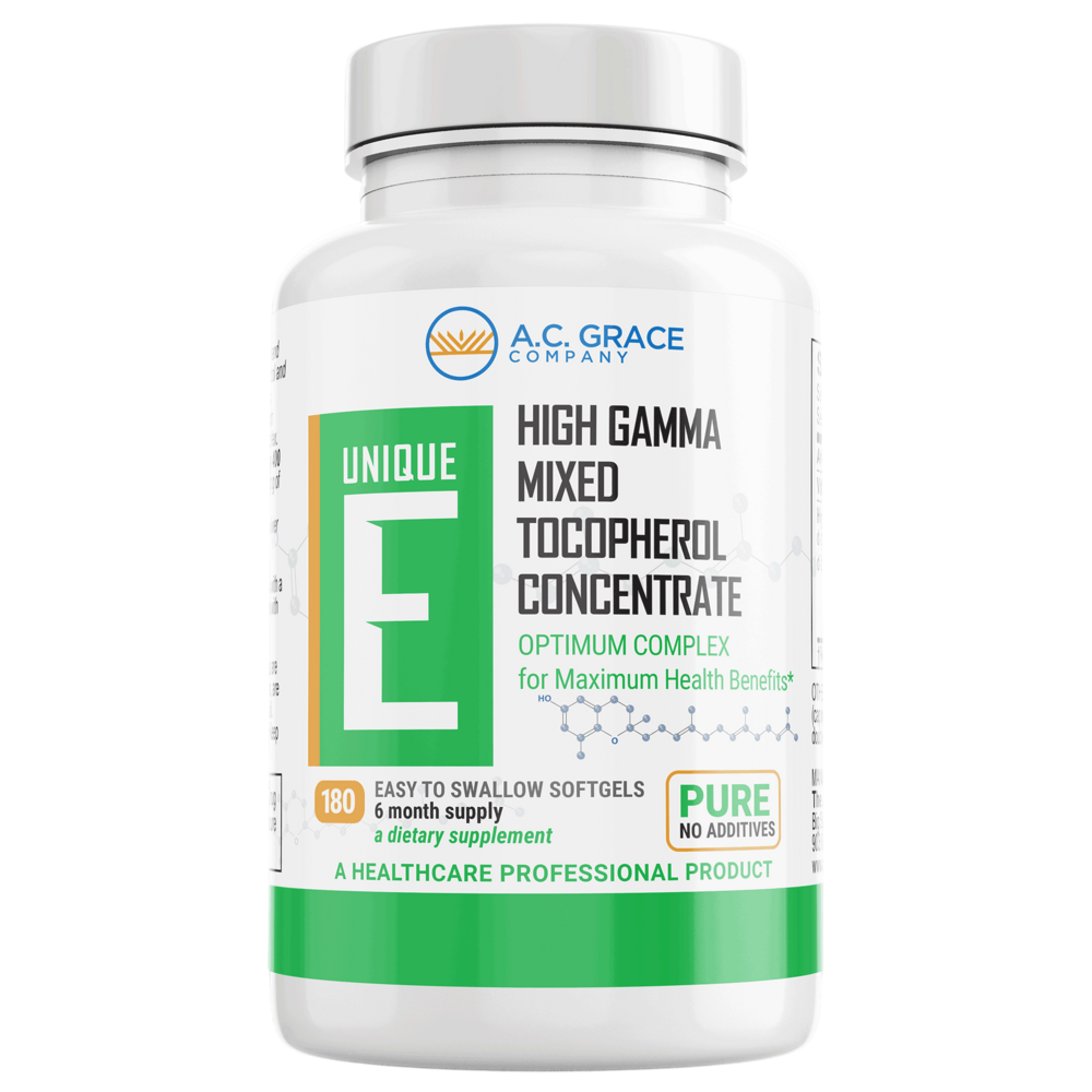 A.C. Grace UNIQUE E® Mixed Tocopherols Concentrate 180 Softgels front