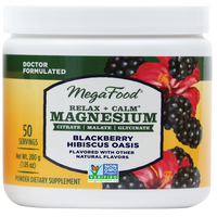 MegaFood - Relax + Calm Magnesium Powder-Blackberry Hibiscus Oasis Flavor