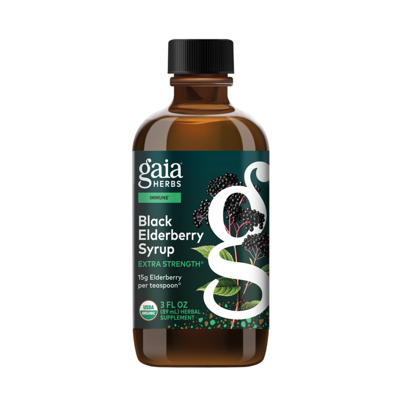 Gaia Herbs - Black Elderberry Syrup - Extra Strength 89 MIlliliters