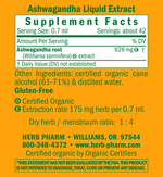 Ashwagandha label — view 3