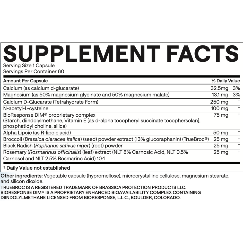 EndoAxis Formula 2 supplement facts label