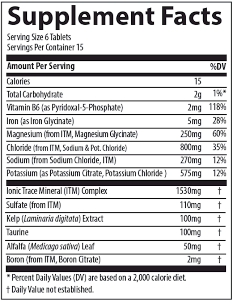 Electrolyte Stamina Tablets label