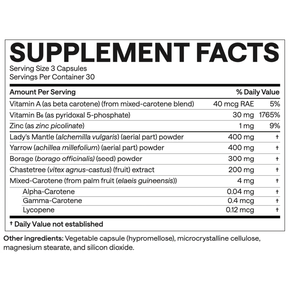 EndoAxis Formula 1 supplement facts label