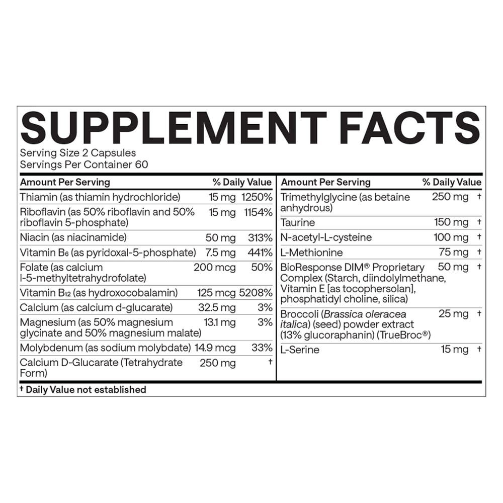 EndoAxis Formula 4 supplement facts label
