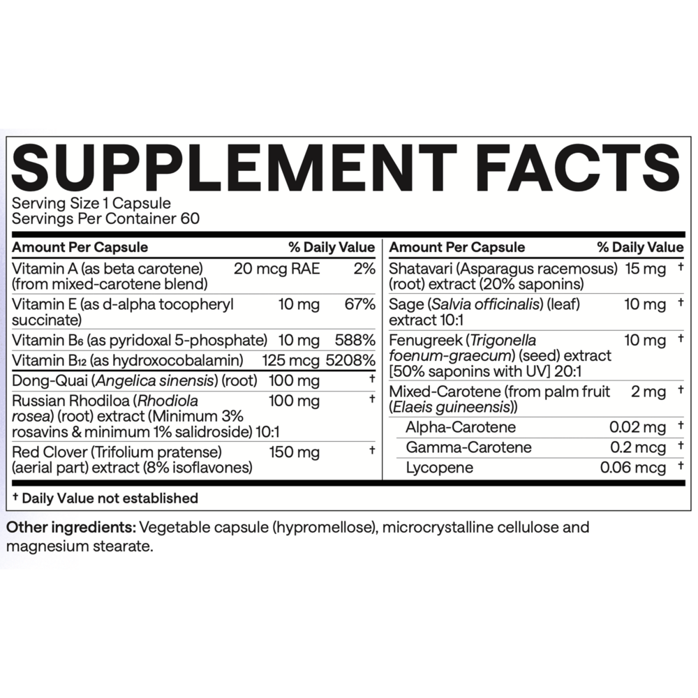 EndoAxis Formula 8 supplement facts label