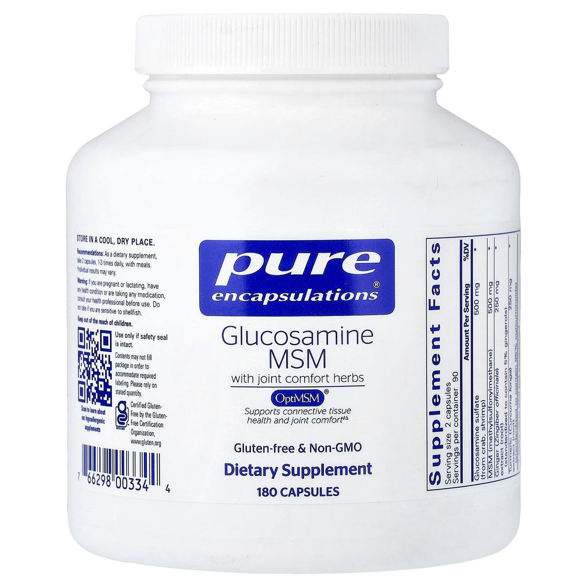 Pure Encapsulations Glucosamine MSM w/joint comfort herbs* — view 2