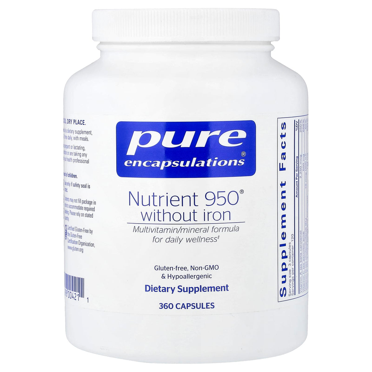 Pure Encapsulations Nutrient 950 W/O Iron
