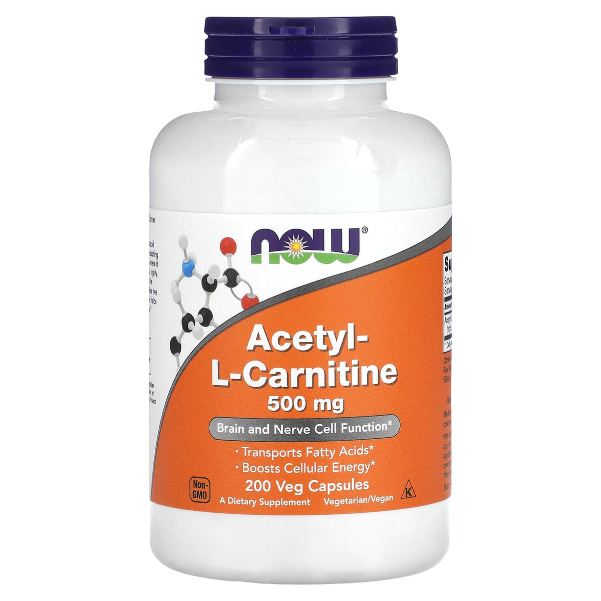 NOW Foods Acetyl-L Carnitine 500mg — view 2