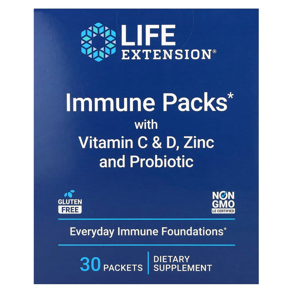 Life Extension - Immune Packs with Vitamin C & D, Zinc and Probiotic