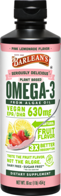 Barlean's Organic Oils - Seriously Delicious Omega-3 from Algae Oil Pink Lemonade