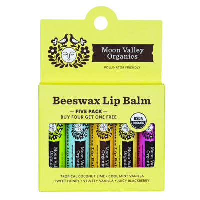 Moon Valley Organics - 5 Pack Beeswax Lip Balm