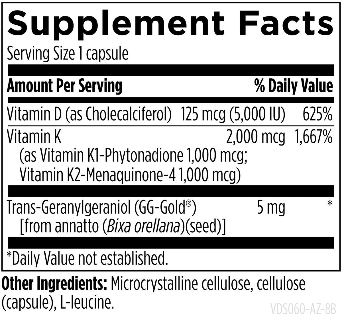Vitamin D Supreme 60 capsules supplement facts image