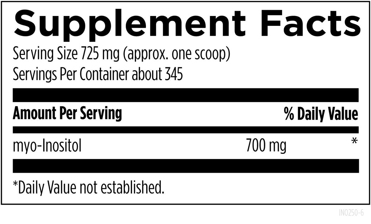 Inositol Powder 250 g (8.8 oz) powder supplement facts image