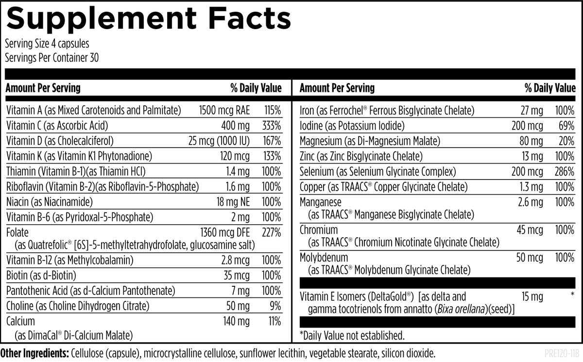 Prenatal Pro™ 120 capsules supplement facts image
