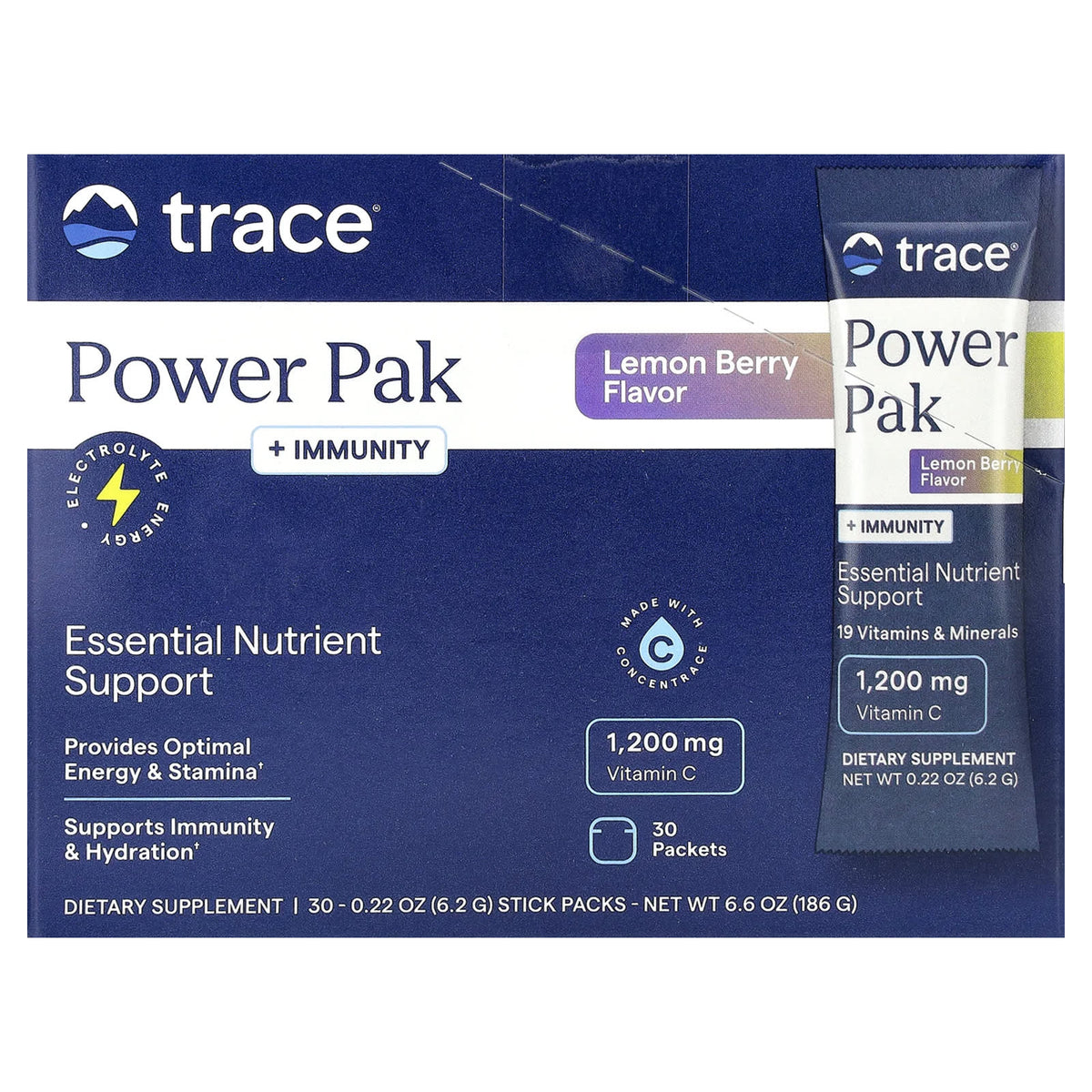 Trace Minerals Research - Electrolyte Stamina Power Pak + Immunity - Lemon Berry