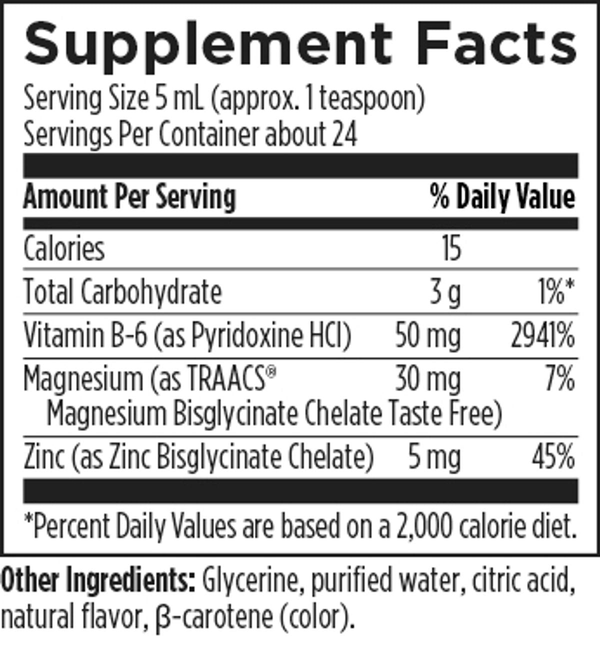 Vitamin B-6 Liquid 4 fl oz (118 mL) liquid supplement facts image