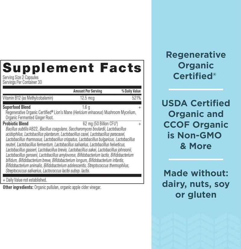 Ancient Nutrition - Regenerative Organic Certified Extra Strength Probiotics 50B