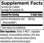 PharmaGABA® 60 chewable tablets supplement facts image — view 2
