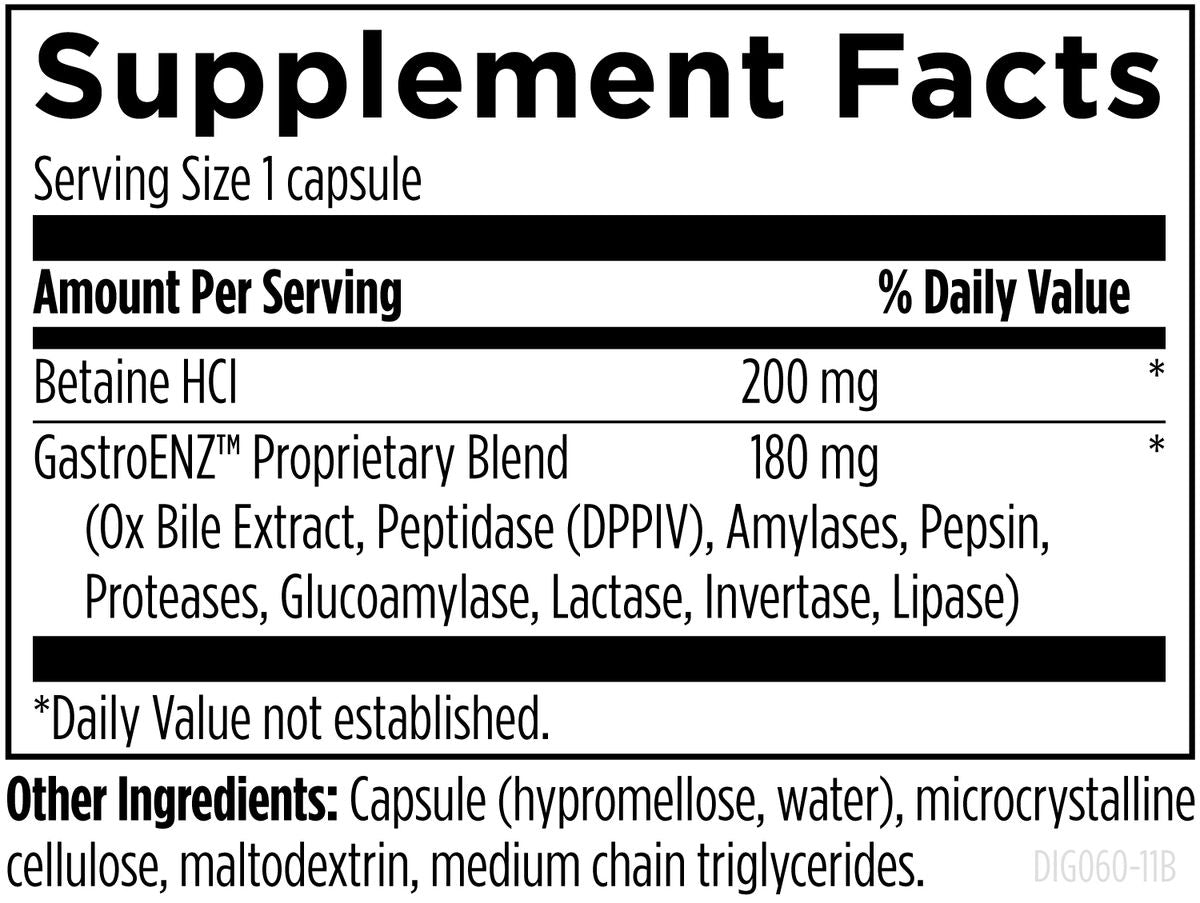 Digestzymes™ 60 capsules supplement facts image