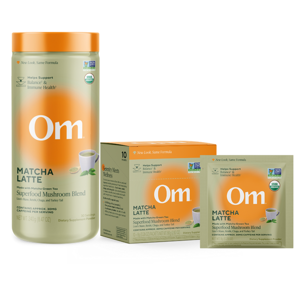 Om Organic Mushroom Nutrition - Superfood Mushroom Blend, Matcha Latte