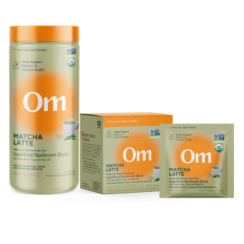 Om Organic Mushroom Nutrition - Superfood Mushroom Blend, Matcha Latte
