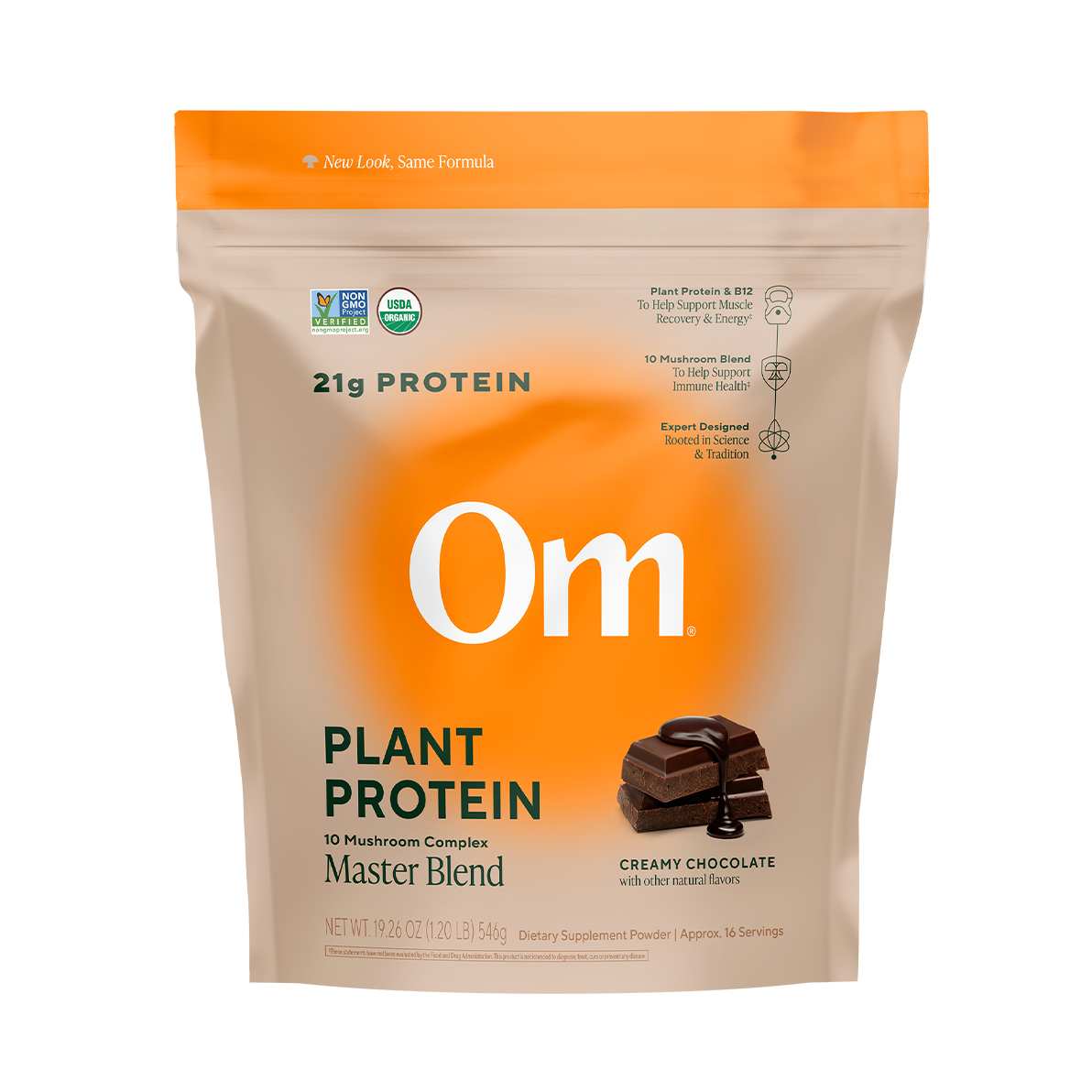 Om Organic Mushroom Nutrition Mushroom Master Blend Chocolate Protein