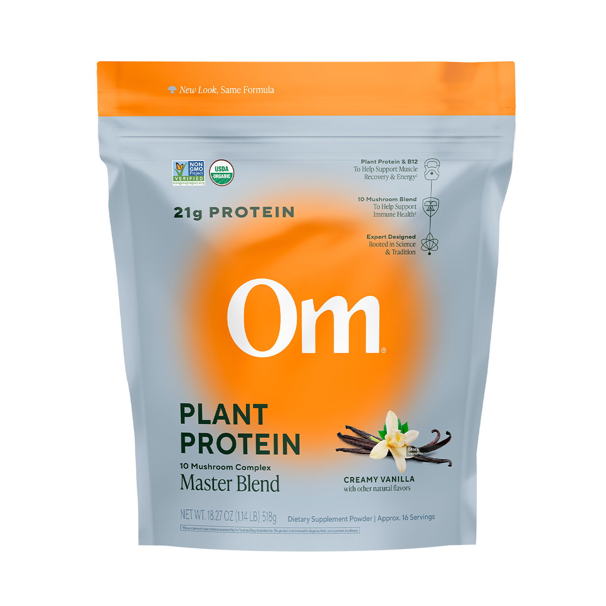 Om Organic Mushroom Nutrition Mushroom Master Blend Vanilla Protein