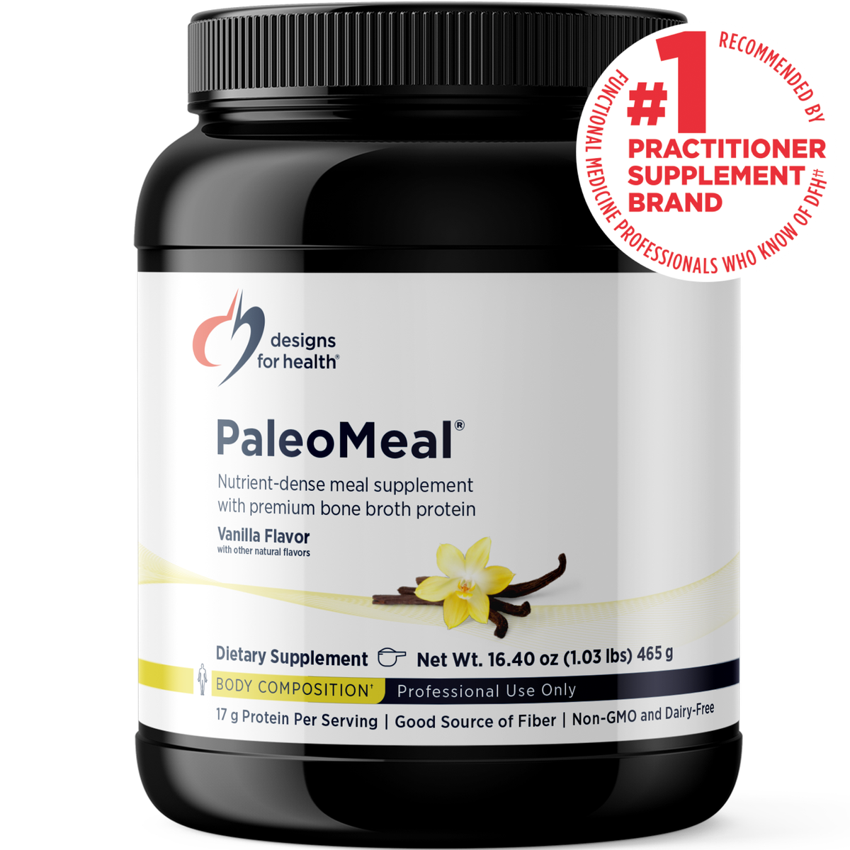 PaleoMeal® Vanilla, 480 g (1.1 lb) powder bottle image
