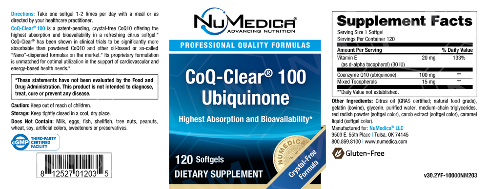 NuMedica CoQ-Clear® 100 Ubiquinone Citrus — view 2