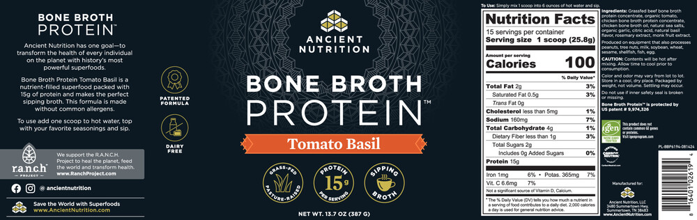 Ancient Nutrition Bone Broth Protein Tomato Basil — view 2