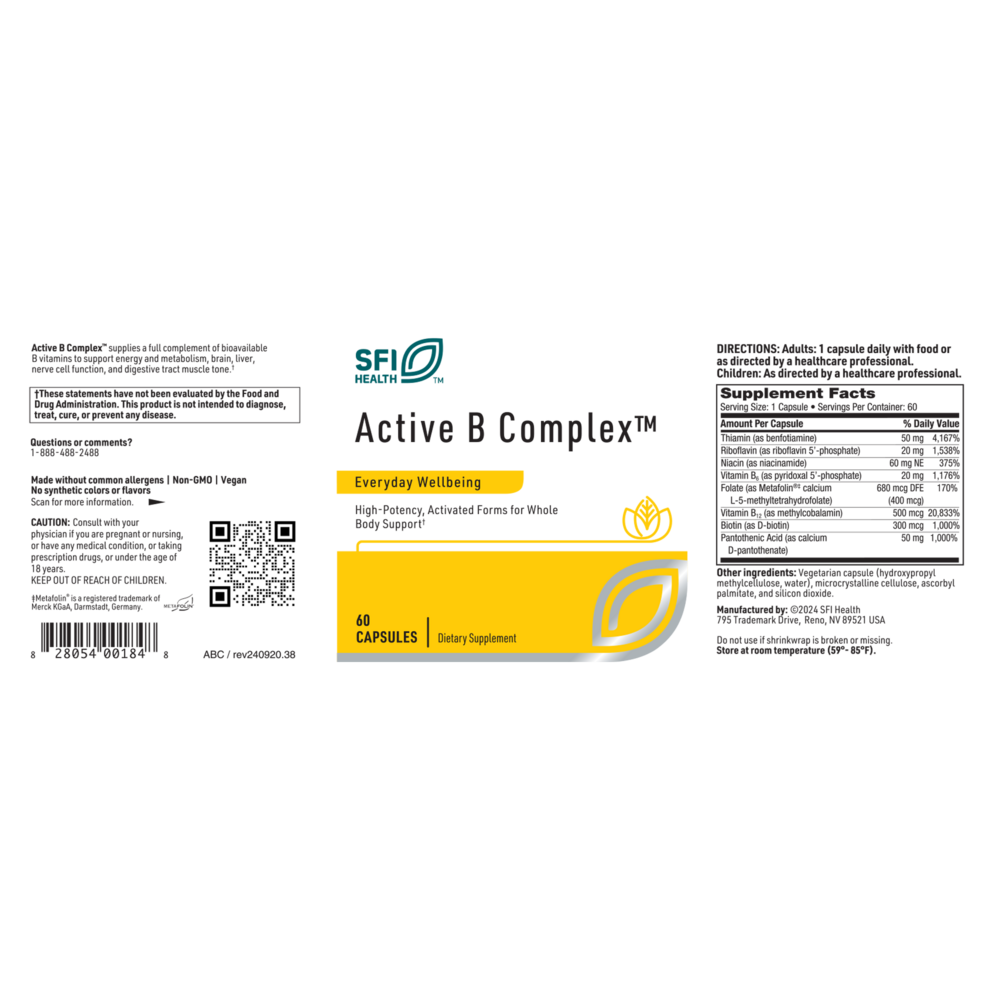 Klaire Labs/SFI Health Active B Complex™ — view 2