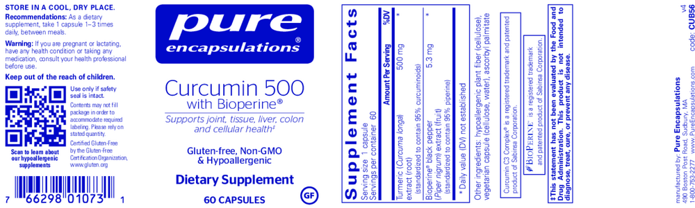 Pure Encapsulations Curcumin 500 w/Bioperine — view 2