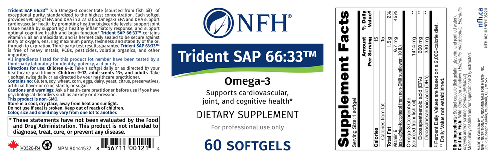 Nutritional Fundamentals for Health Trident SAP 66:33 — view 2