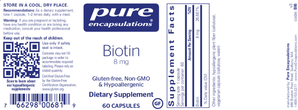 Pure Encapsulations Biotin 8mg — view 2