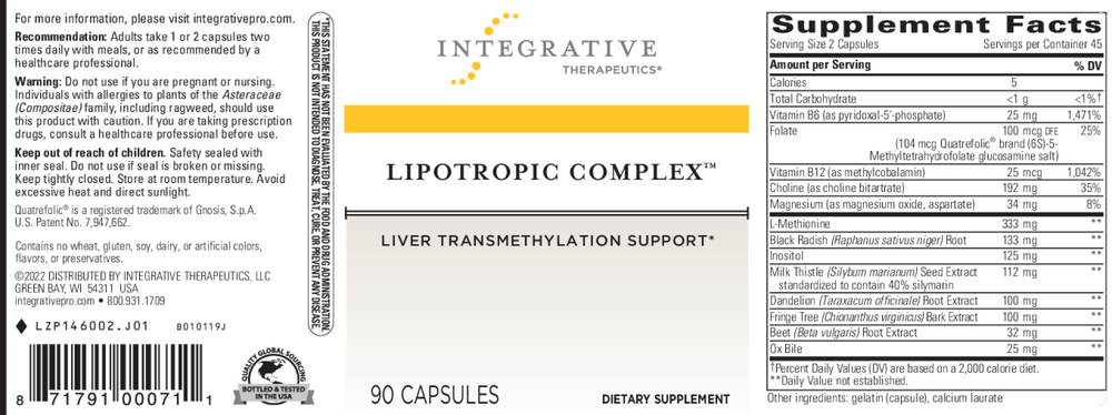 Integrative Therapeutics Lipotropic Complex — view 2